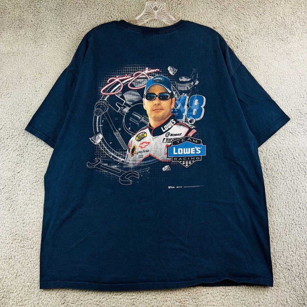 Vintage Nascar Chase Jimmie Johnson Lowes #48 Blue Men’s T-Shirt Size 2XL